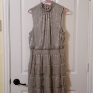 Ruffled dress...silver with a head ban